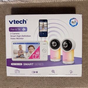 Pan & Tilt 2 Camera Smart HD Video Monitor 7” screen- White